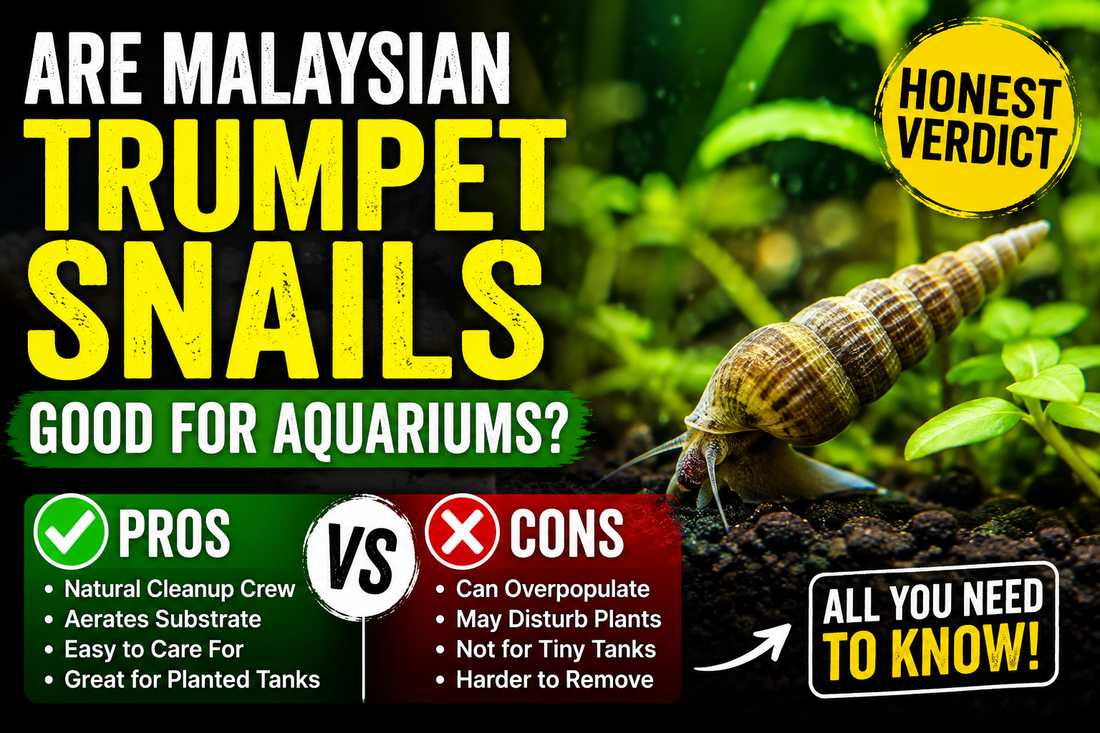 Malaysian Trumpet Snail on aquarium substrate illustrating the pros and cons of keeping Malaysian Trumpet Snails in freshwater aquariums