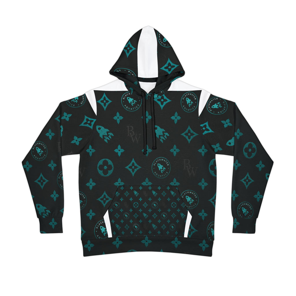 Blackwater Aquatics Hoodie — Black & Teal Aquarium All-Over Print Hoodie