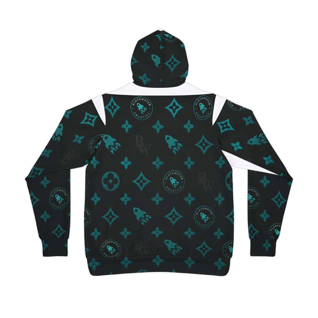 Blackwater Aquatics Hoodie — Black & Teal Aquarium All-Over Print Hoodie