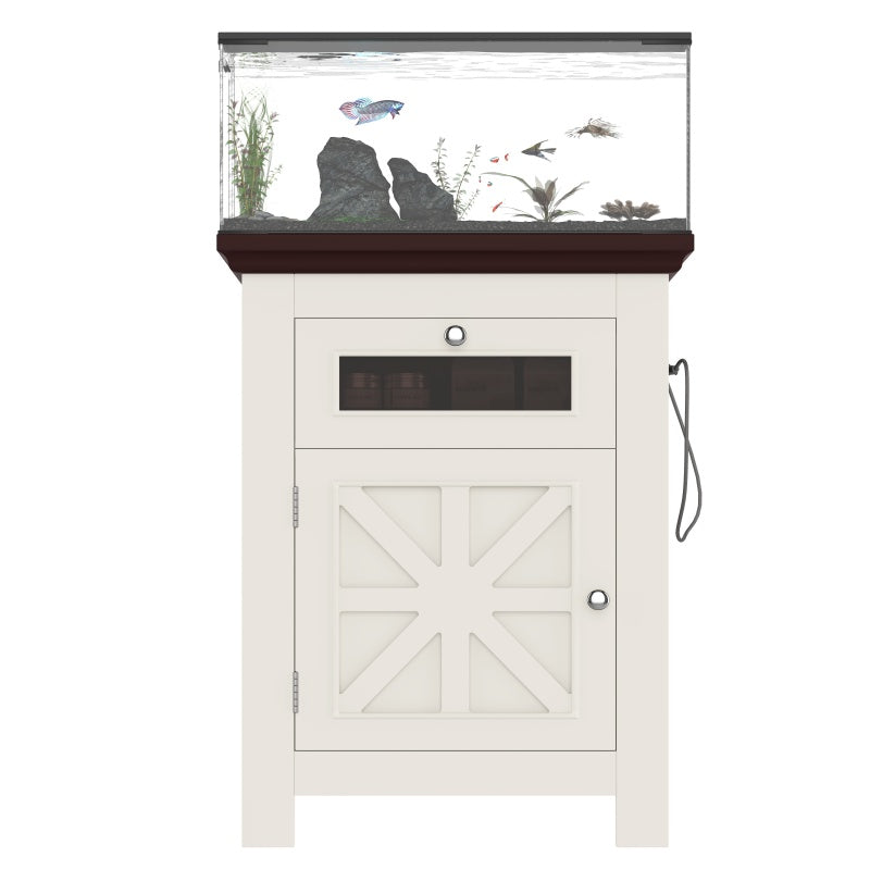 10-15 Gallon Fish Tank Stand, Aquarium Stand With Power Outlets, 198LBS Capacity, Fish Tank Table With Storage Cabinet And Drawer, Aquarium Table For Reptile Terrarium Stand